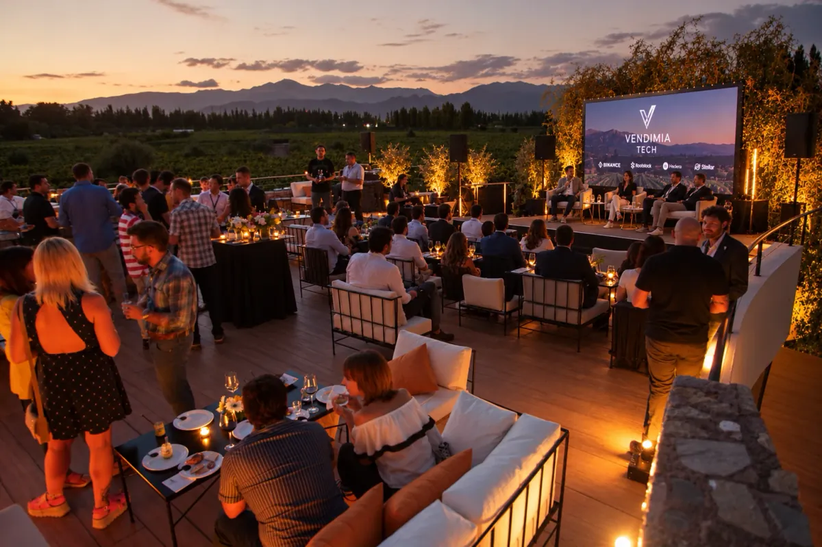Evento B2B al atardecer entre viñedos